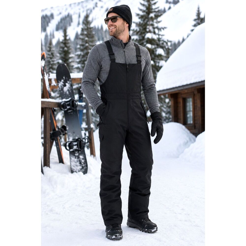 Polar Edge Silver Series Mens M Ski Snow Bib Overalls Black Insulated Winter